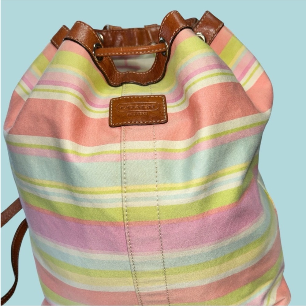 Coach Hampton Watercolor Stripe Canvas Backpack - Picture 9 of 12